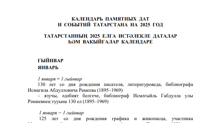 Национальная библиотека РТ представила Календарь памятных дат и событий Татарстана на 2025 год